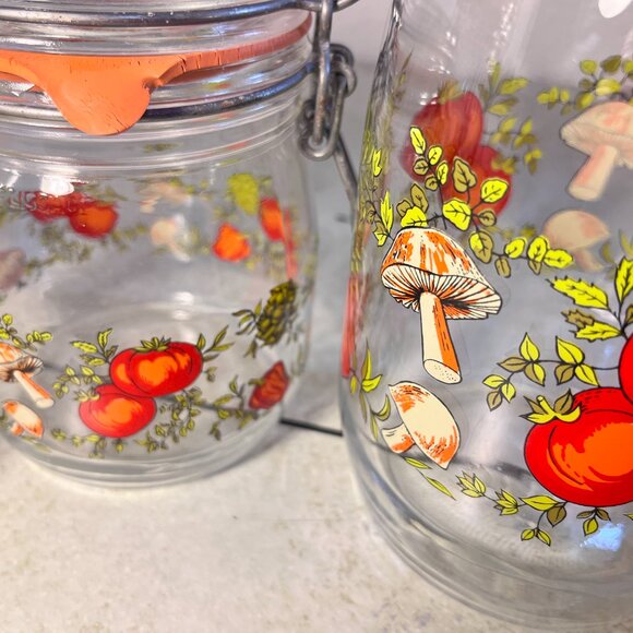 Set of 3 Vintage Wire Bail Glass Canister Jars - Picture 3 of 9